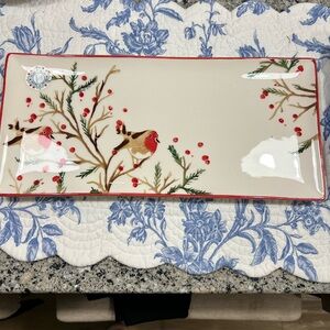 Apart hand painted In Turkey Festive Red and Cream Serving Platter